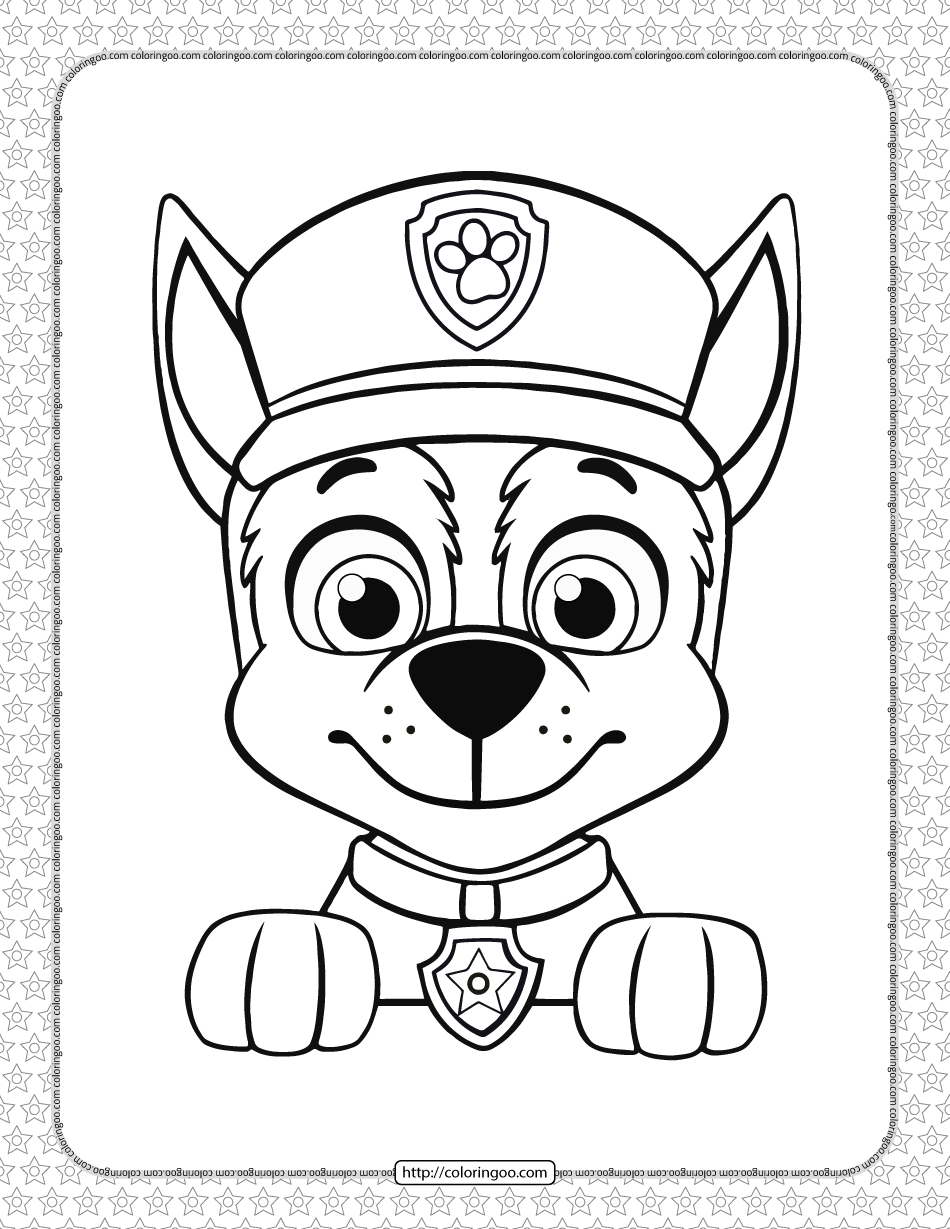 printable paw patrol chase head coloring page