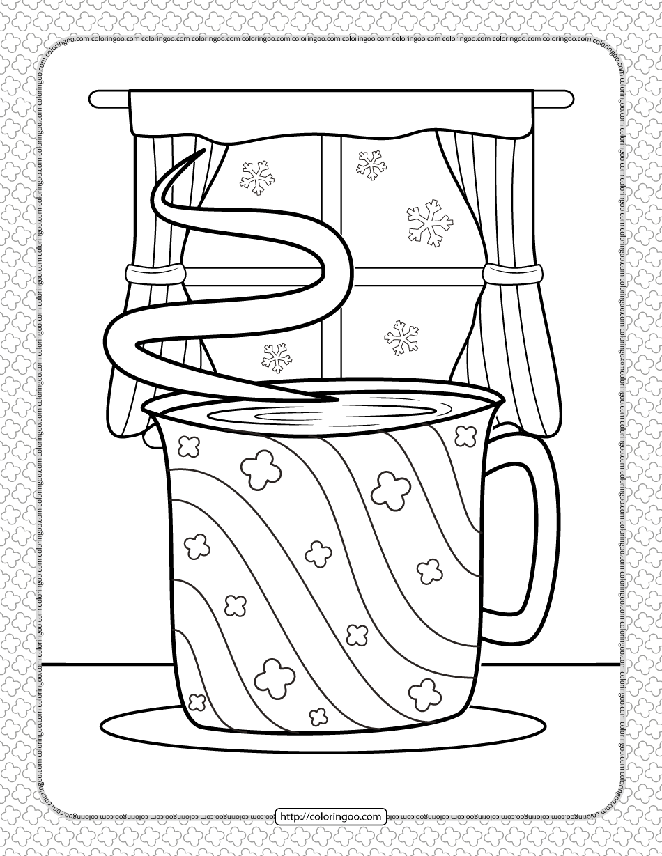winter tea coloring page