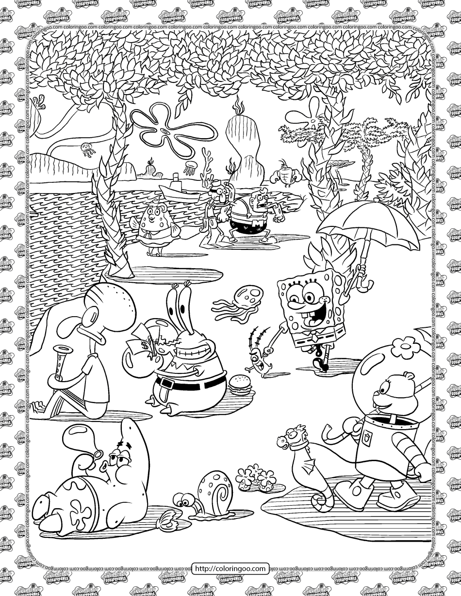 world of spongebob coloring page