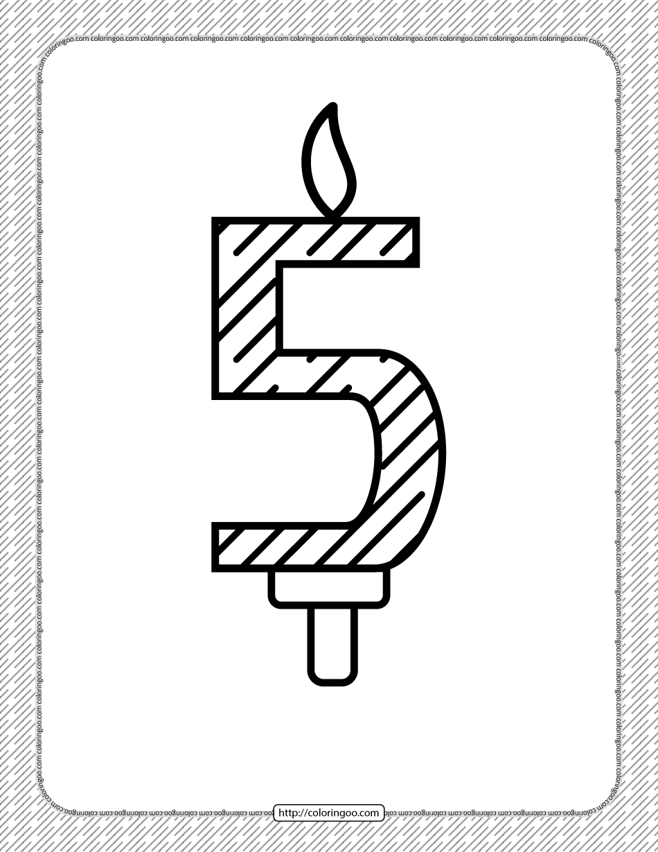 fifth year birthday candle outline coloring page