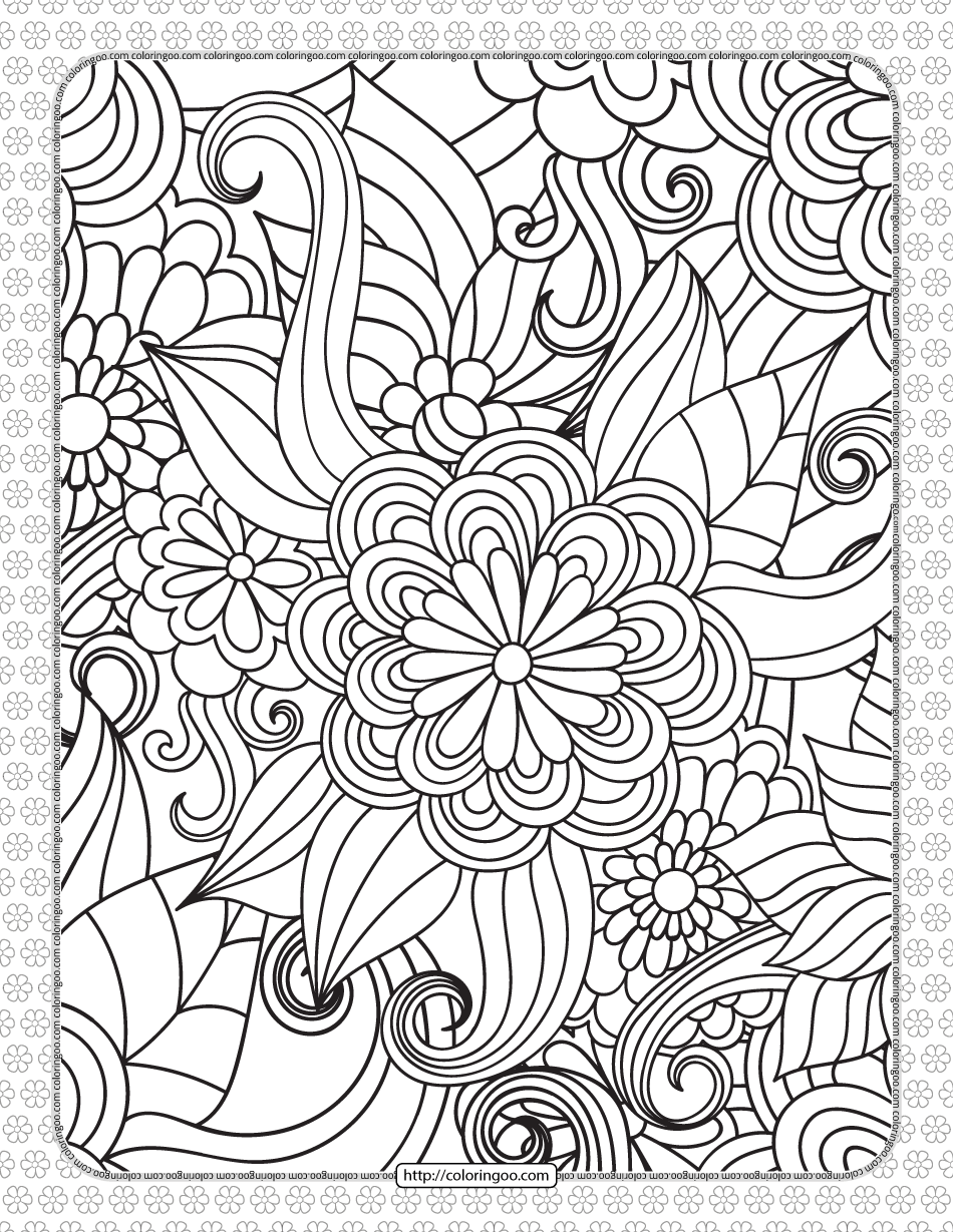 floral pattern pdf coloring sheet