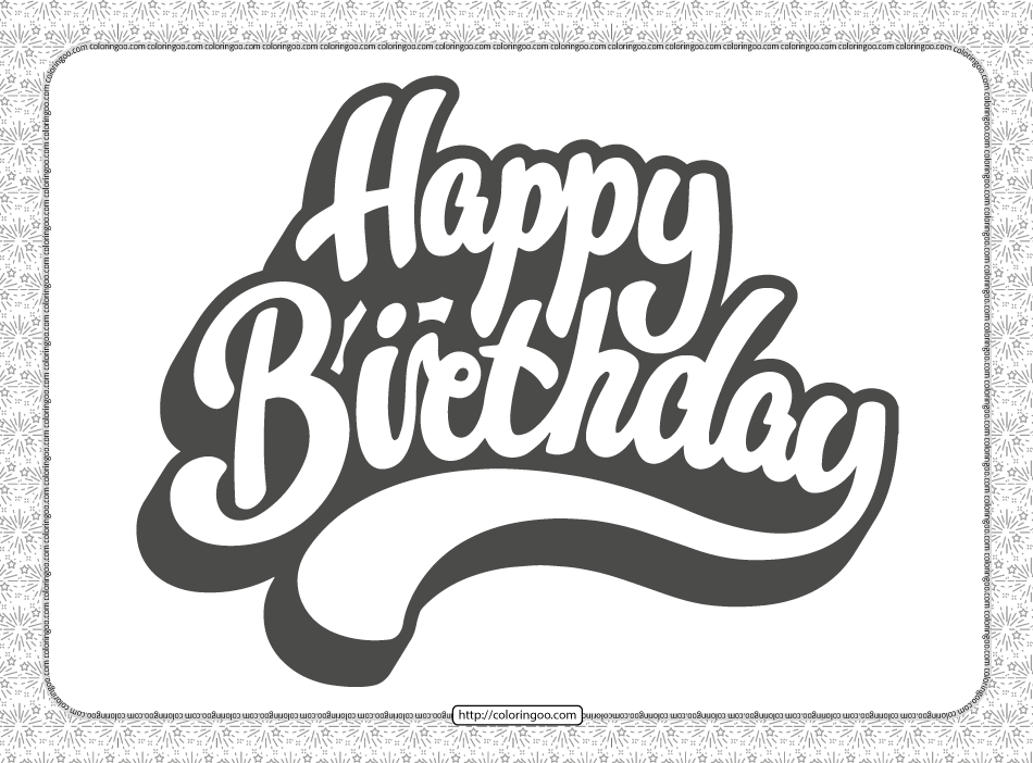 happy birthday text coloring page