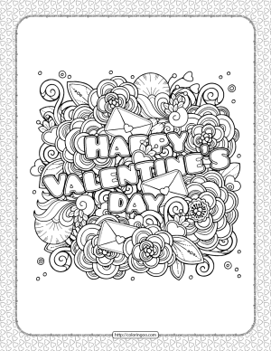 happy valentines day coloring page