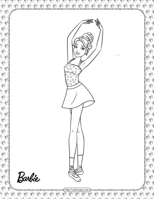 printable ballerina barbie coloring page