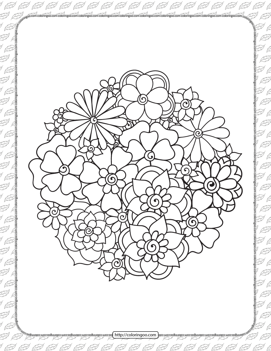 printable cute flowers coloring page