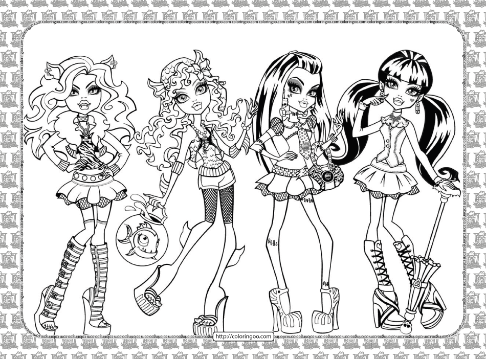 printable monster high pdf coloring pages