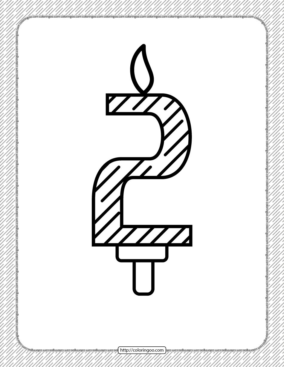 second year birthday candle outline coloring page