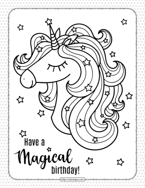 have a magical birthday unicorn coloring page