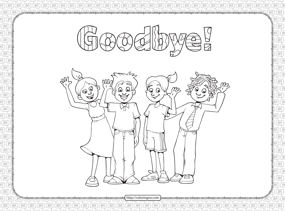 printable goodbye pdf coloring page
