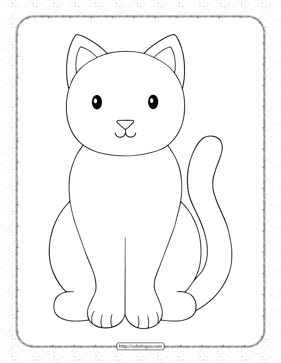 printable simple cat coloring page for kids