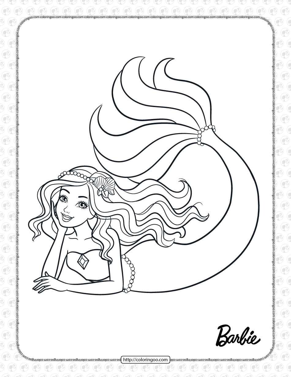 decorate the mermaid tail barbie coloring page