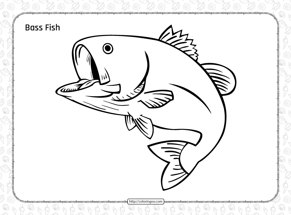 free printable bass fish coloring page