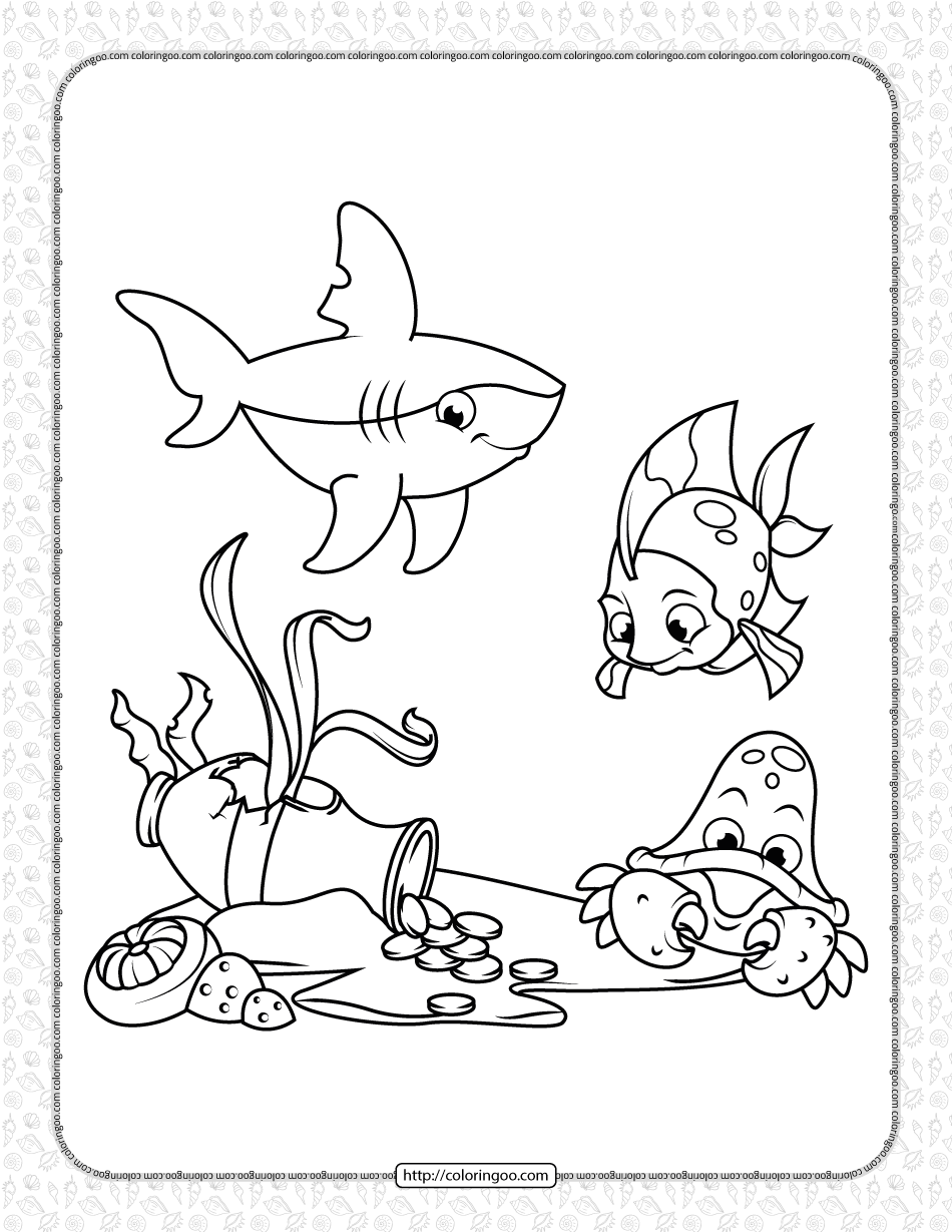 free printable sea creatures coloring page