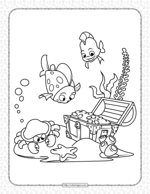 printable treasure in the see coloring page