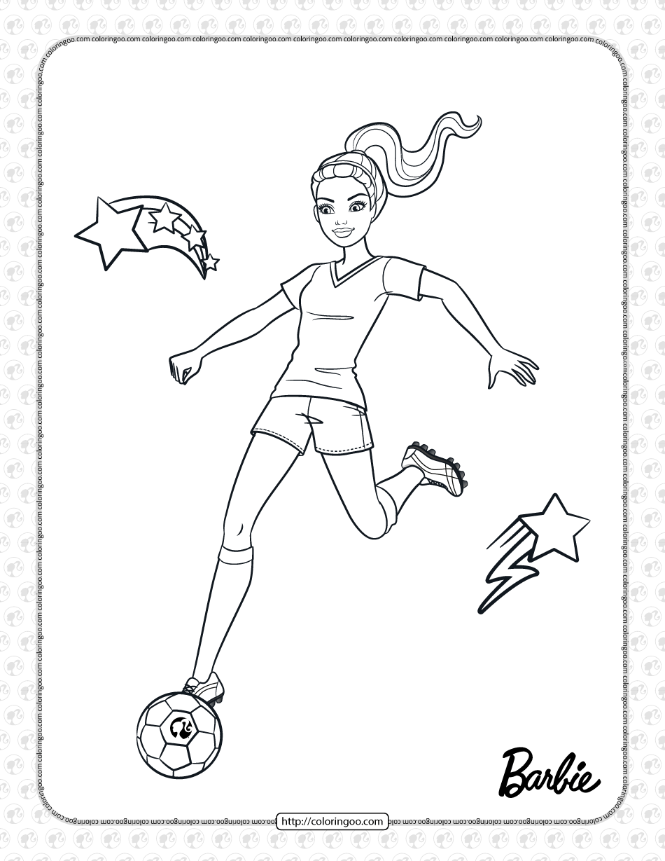 printables barbie soccer player coloring page