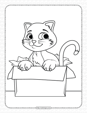 free printable cat in the box coloring page