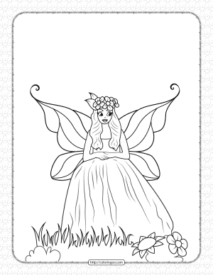 free printable fairy coloring page for girls