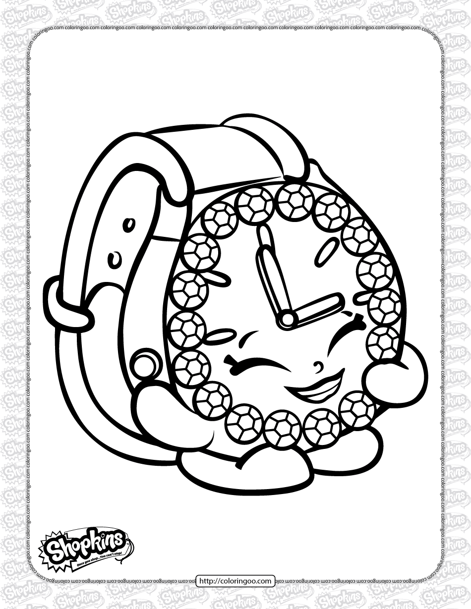 free printable shopkins ticky tock coloring page