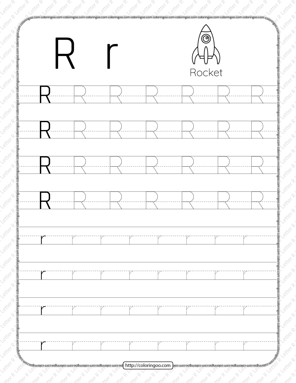 printable dotted letter r tracing pdf worksheet