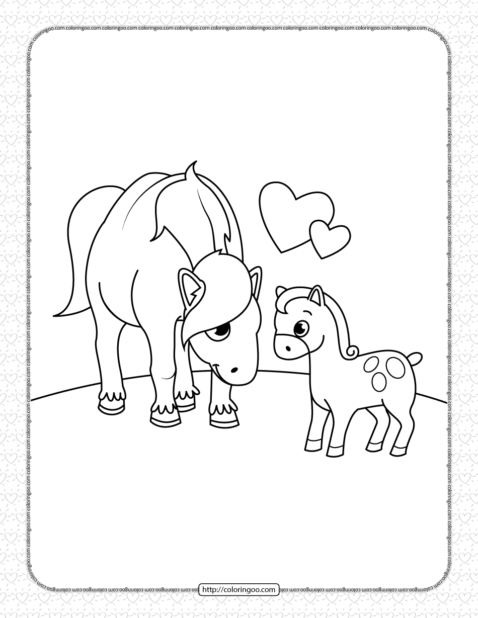 printable horse and foal coloring page