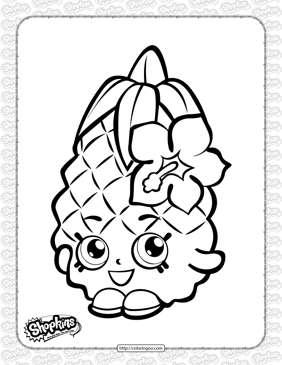 printable shopkins pineapple crush coloring page