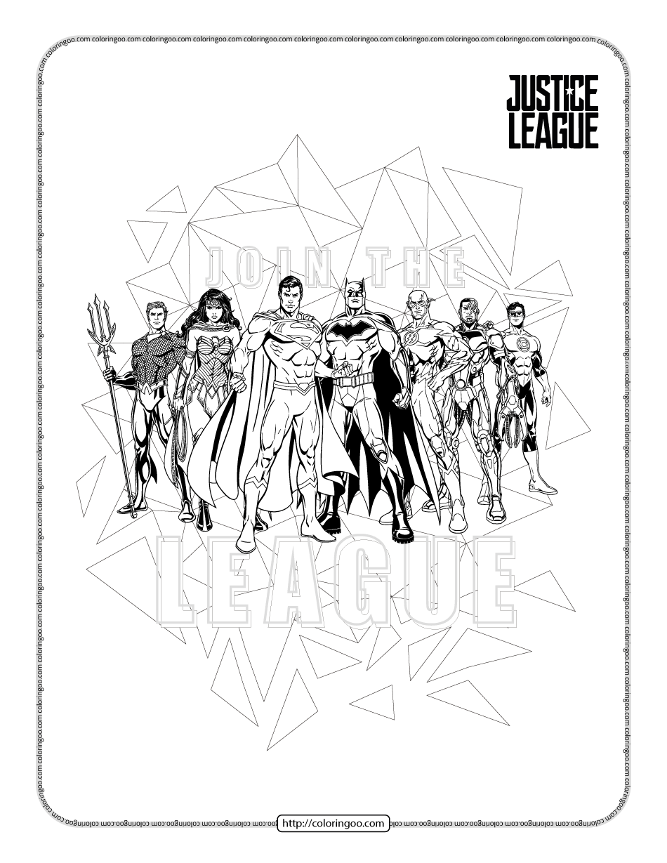 printables justice league heroes coloring page