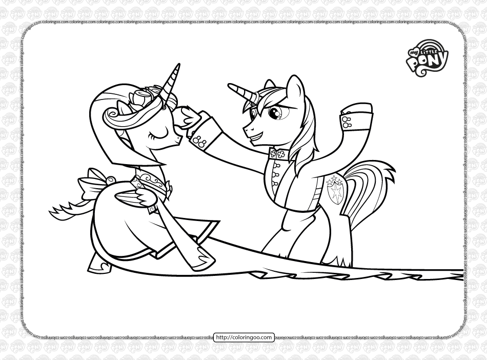 mlp princess cadance and shining armor coloring page