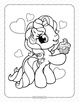 printable cute pony pdf coloring page