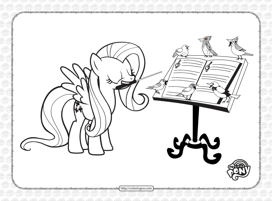 printable mlp fluttershy songbird chorus coloring page