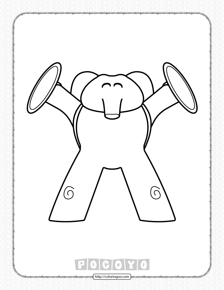 printable pocoyo elly and her cymbals coloring page