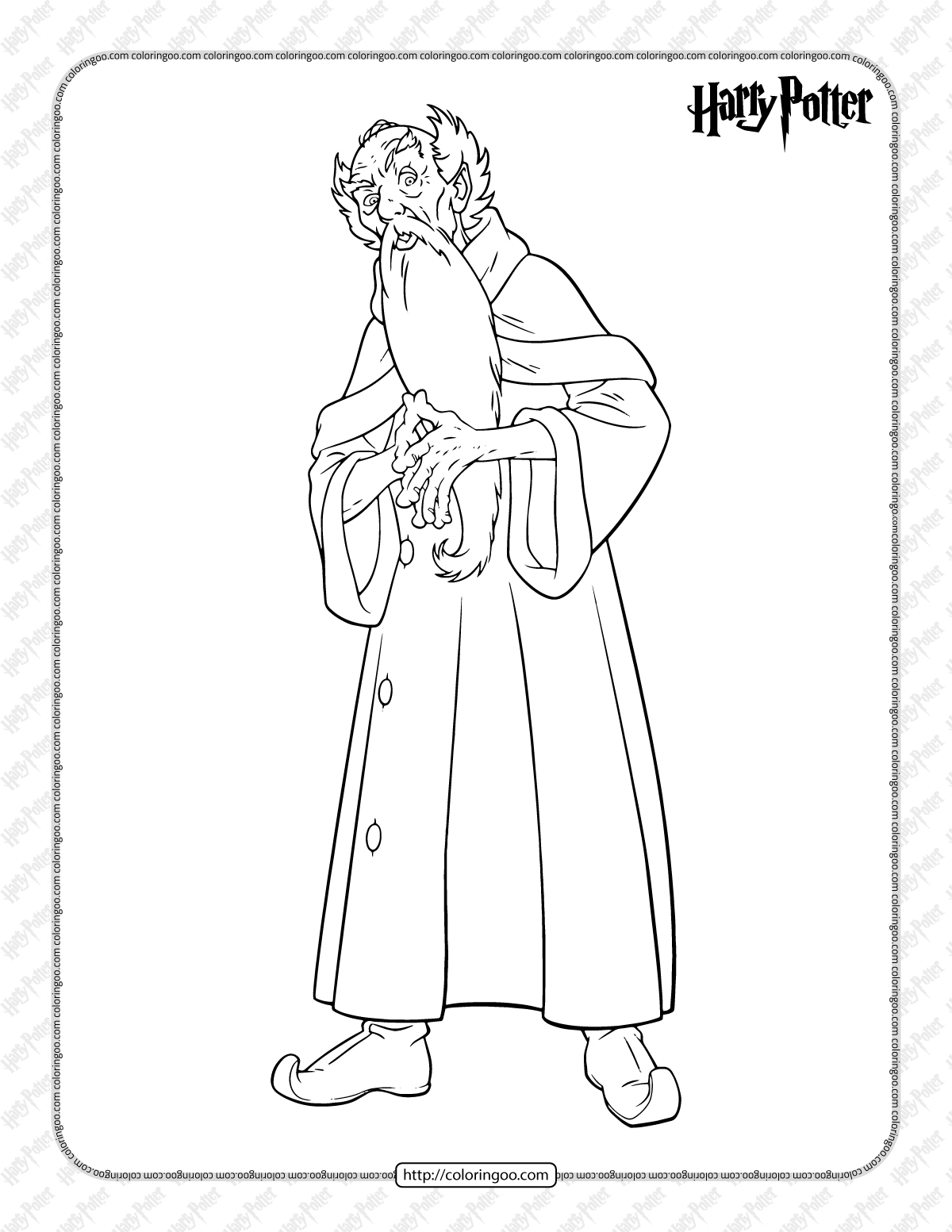 printable harry potter wizard coloring page