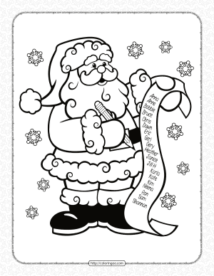 printable santa claus pdf coloring pages