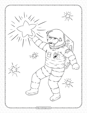 astronaut touching the star coloring page