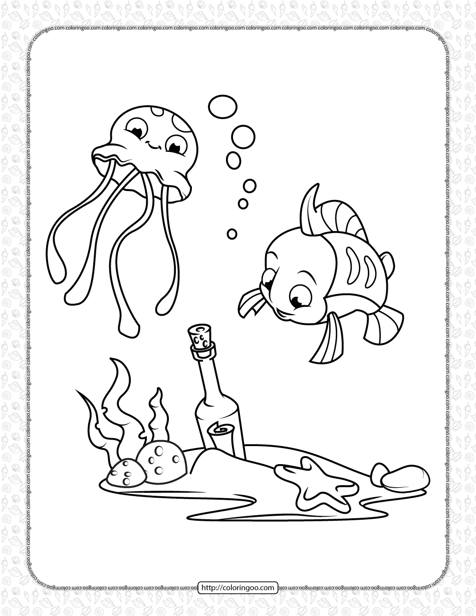 cute jellyfish coloring page for kids