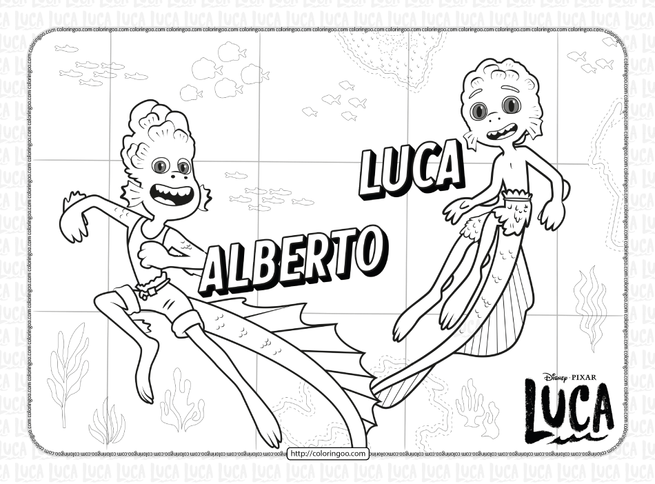 disney luca and alberto coloring pages