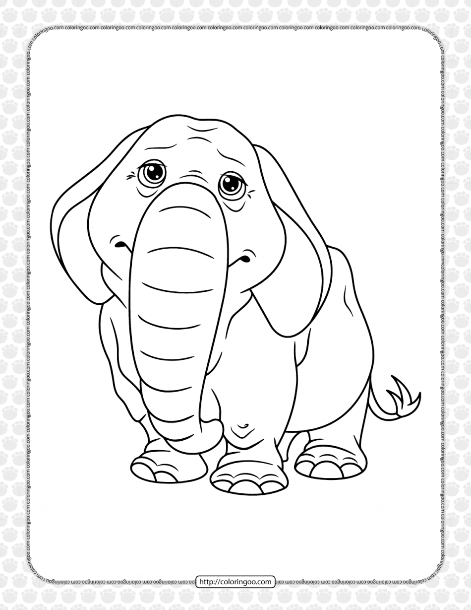 elderly elephant coloring page for kids