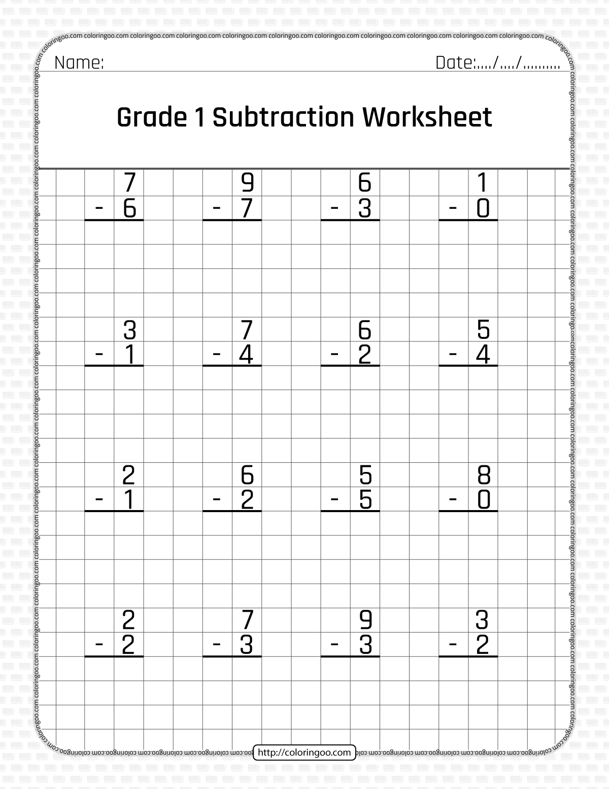free printable grade 1 subtraction pdf worksheet