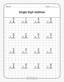 free printable single digit addition pdf worksheet