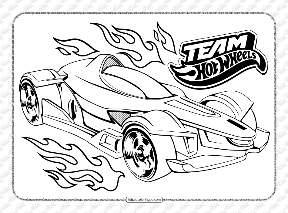 free printable team hot wheels pdf coloring pages