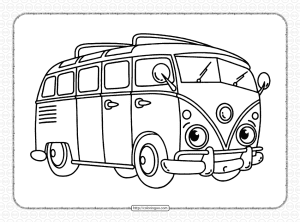 free printable volkswagen bus coloring page