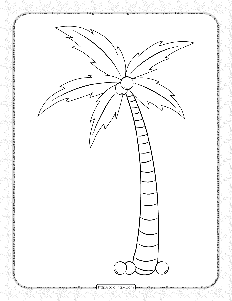 palm tree pdf coloring page