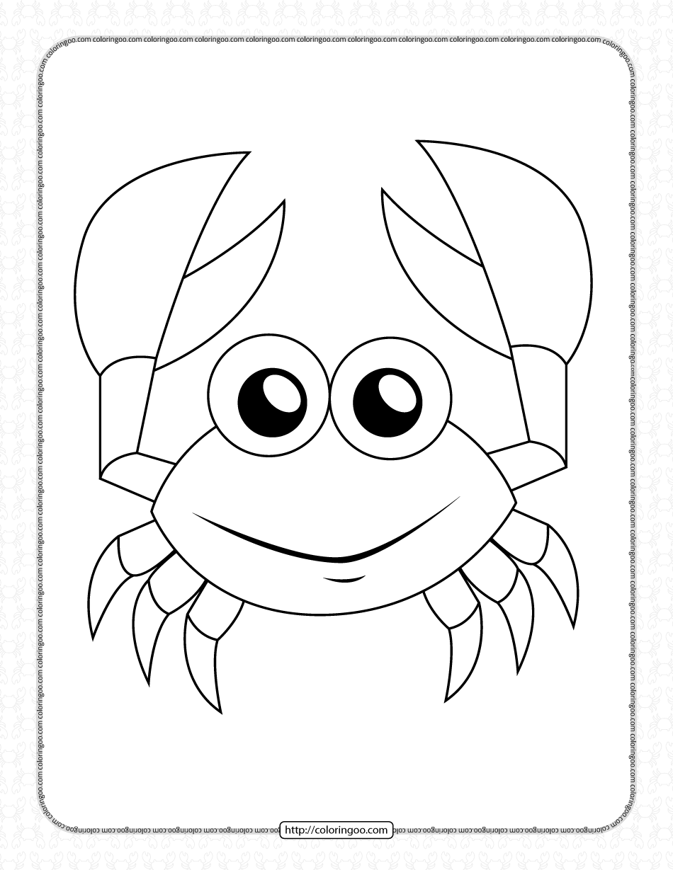 printable cute crab coloring book for kids 1