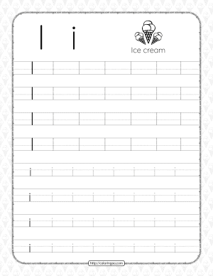 printable dotted letter i tracing pdf worksheet