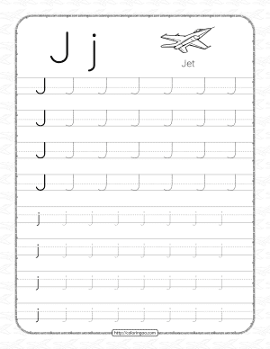 printable dotted letter j tracing pdf worksheet