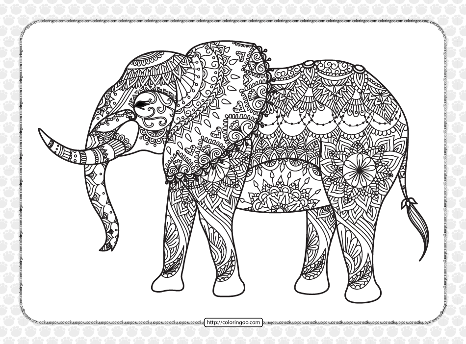 printable elephant mandala pdf coloring page