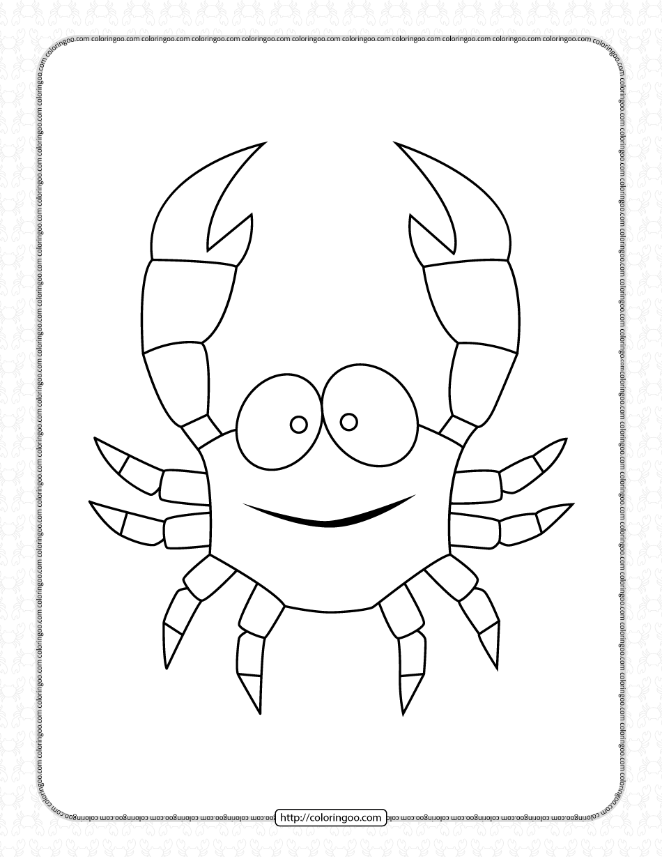 printable funny crab pdf coloring pages