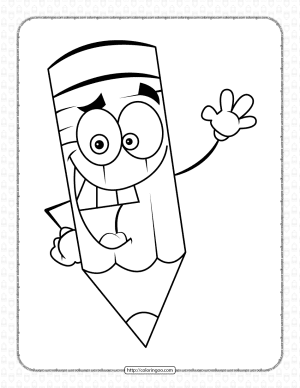 smiling pencil coloring page for kids