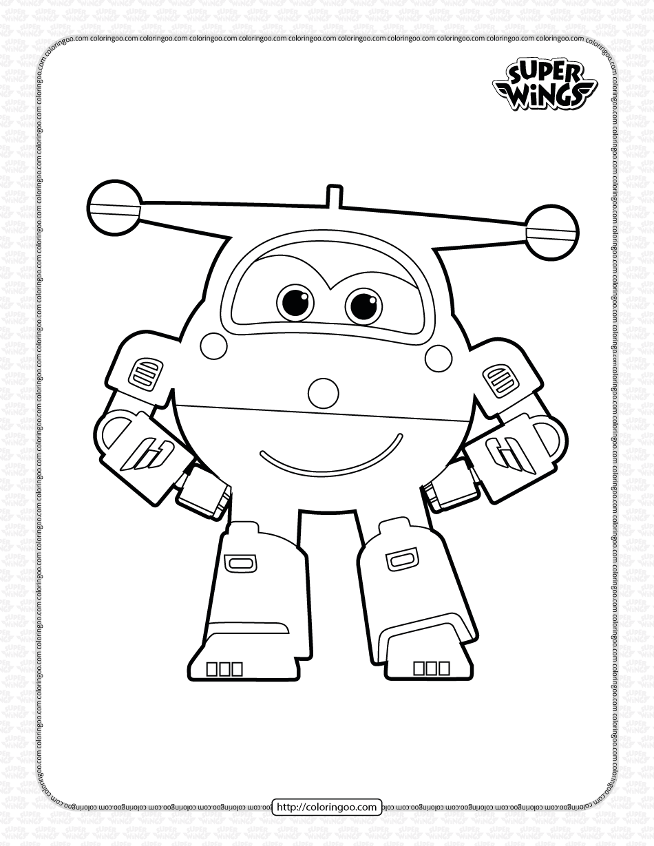 super wings jett coloring page for kids