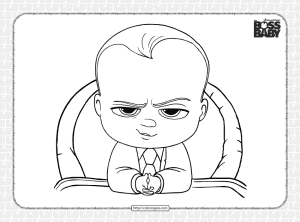 the boss baby is sitting on the chair colring page