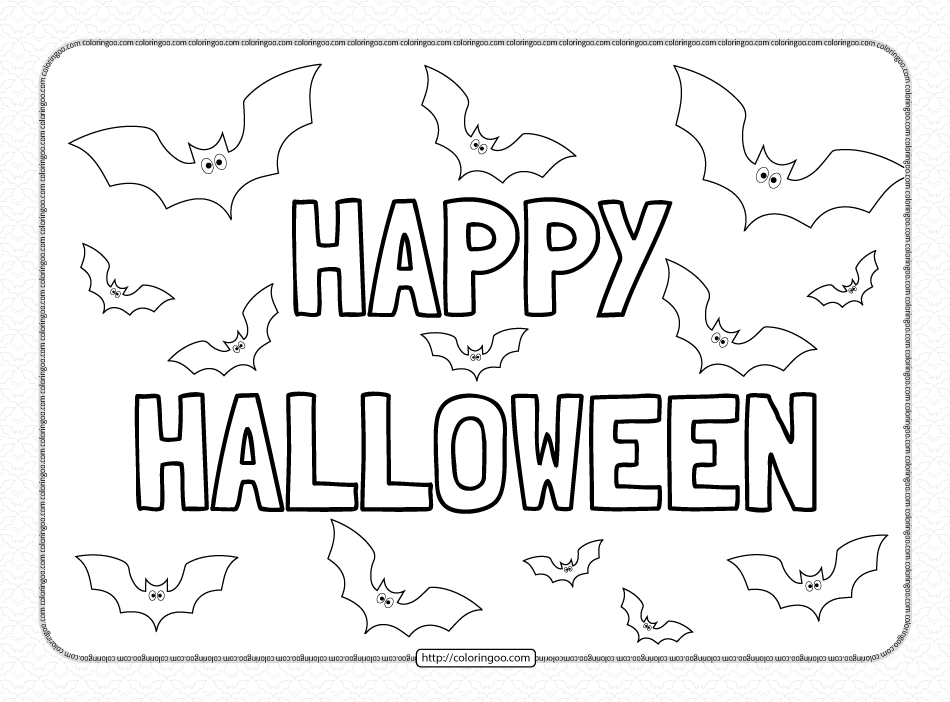 happy halloween text coloring pages